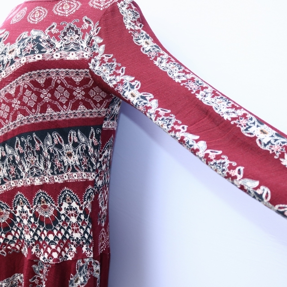 FREE PEOPLE Smooth Talker Tunic, Mini Boho Dress in Maroon, XS - Picture 3 of 8